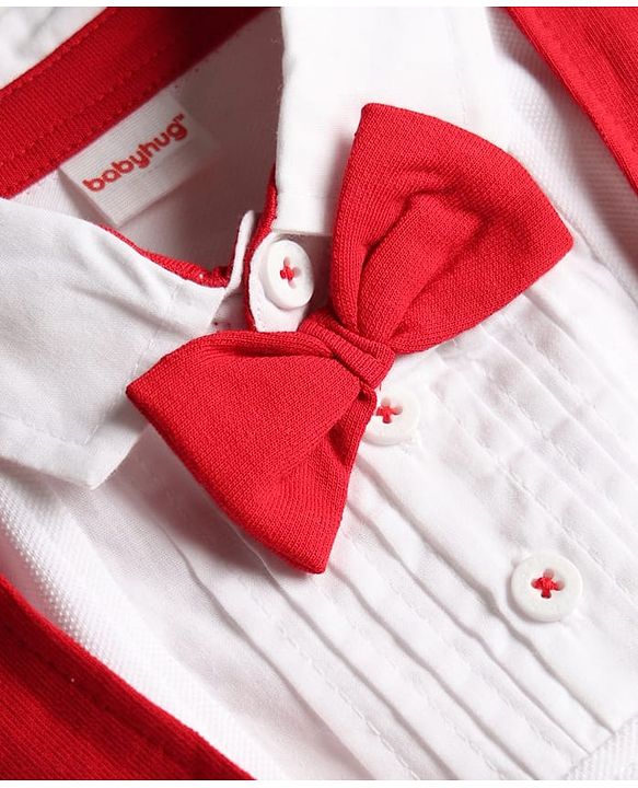 Babyhug Single Jersey Knit Half Sleeves Solid T-Shirt & Shorts Set - White & Red