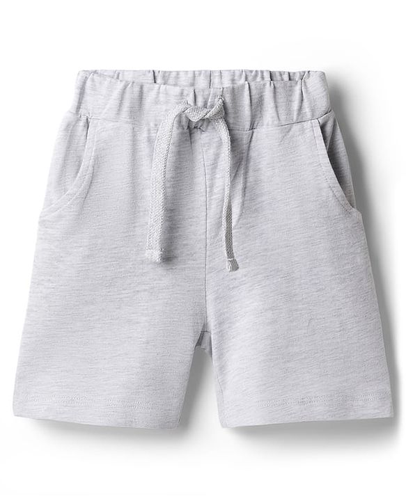 Babyhug Single Jersey Knit Half Sleeves T-Shirt & Shorts Set with Text Print - Blue & Grey