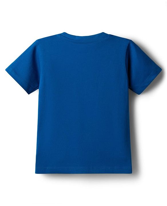 Babyhug Single Jersey Knit Half Sleeves T-Shirt & Shorts Set with Text Print - Blue & Grey