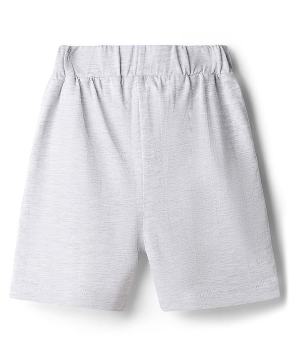 Babyhug Single Jersey Knit Half Sleeves T-Shirt & Shorts Set with Text Print - Blue & Grey