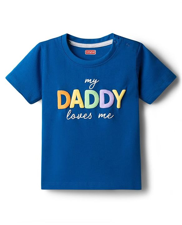 Babyhug Single Jersey Knit Half Sleeves T-Shirt & Shorts Set with Text Print - Blue & Grey