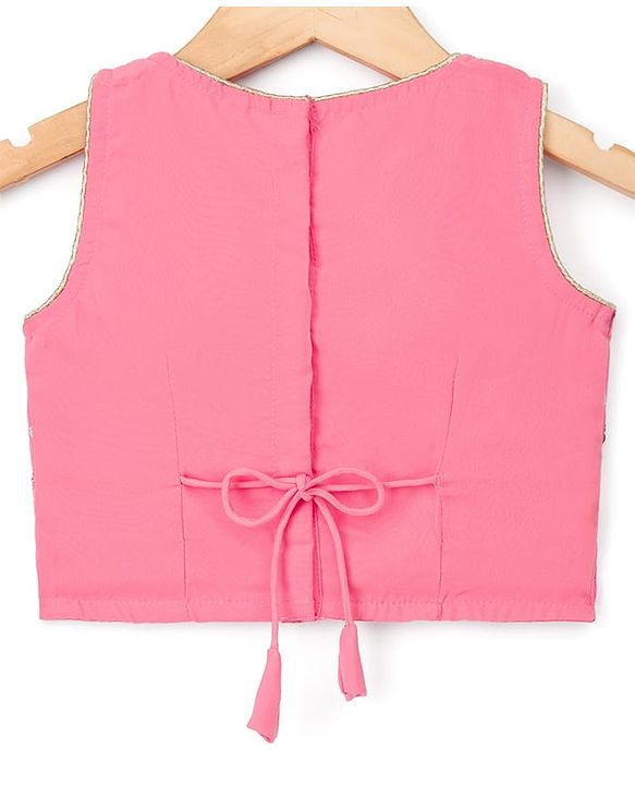 Babyhug Georgette Woven Sleeveless Choli Lehenga Set With Sequin Detailing & Dupatta - Light Pink