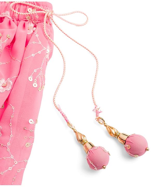 Babyhug Georgette Woven Sleeveless Choli Lehenga Set With Sequin Detailing & Dupatta - Light Pink