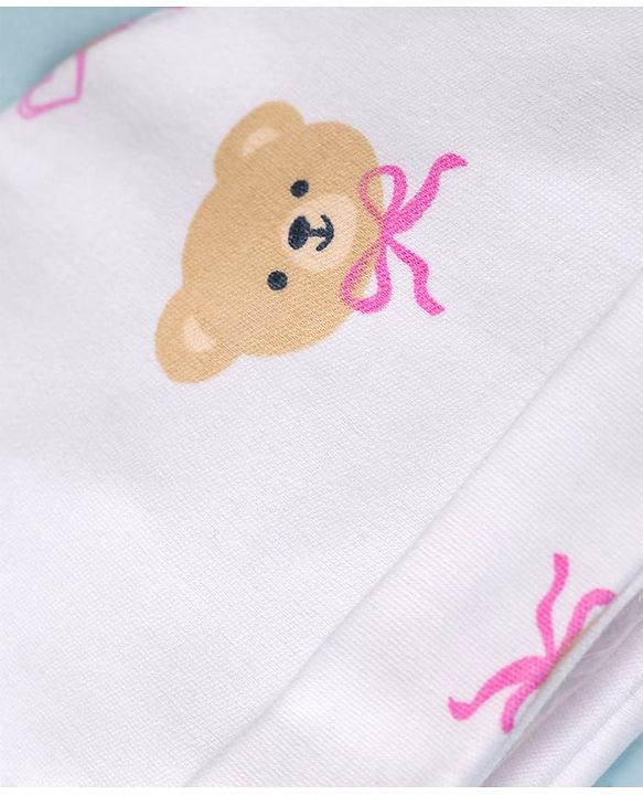 Babyhug 100% Cotton Interlock Knit Cap Mittens & Booties Bear Face Print - Diameter 10.5 cm