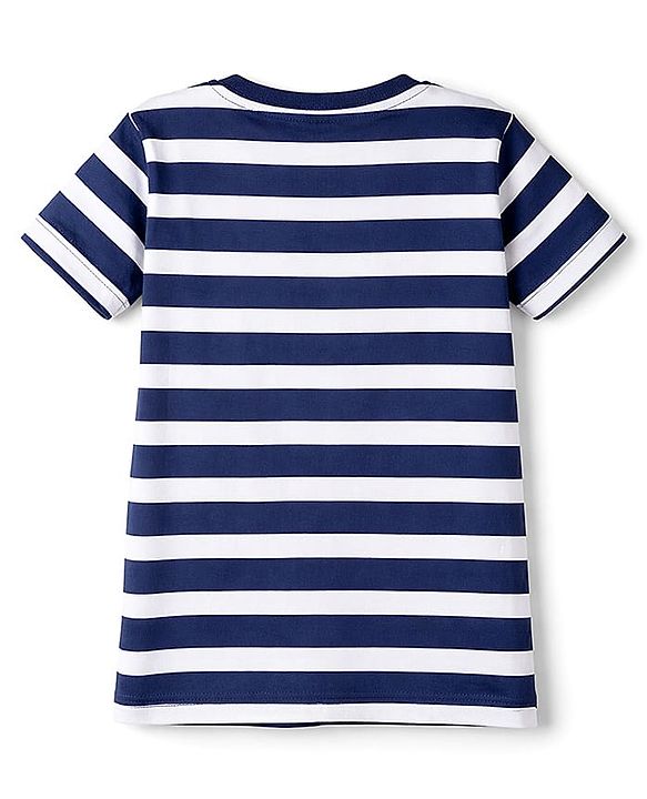 Babyhug Single Jersey Knit Half Sleeves Stripes T-Shirt & Shorts Set with Bunny & Duck Print - Yellow