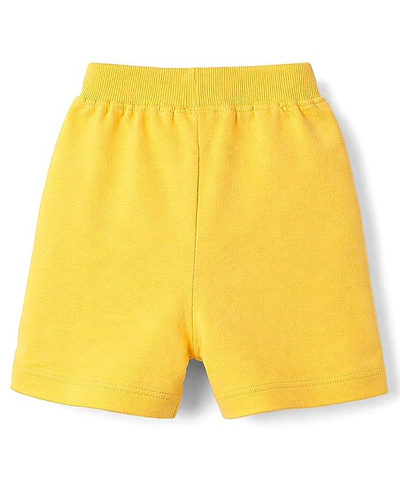 Babyhug Single Jersey Knit Half Sleeves Stripes T-Shirt & Shorts Set with Bunny & Duck Print - Yellow