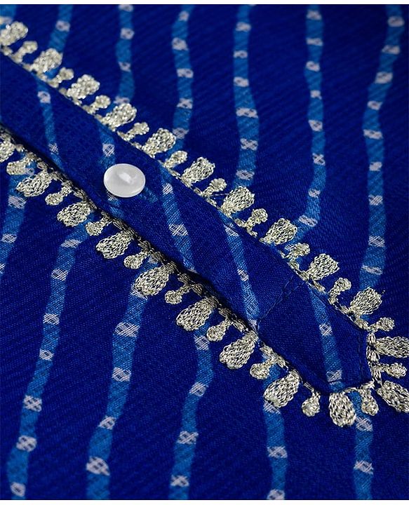 Babyhug 100% Cotton Woven Full Sleeves Cambric Leheriya Kurta & Dhoti Set - Blue