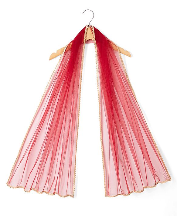 Babyhug Cotton Woven Sleeveless Printed Lehenga Choli Set With Dupatta & Lace Detailing - Maroon