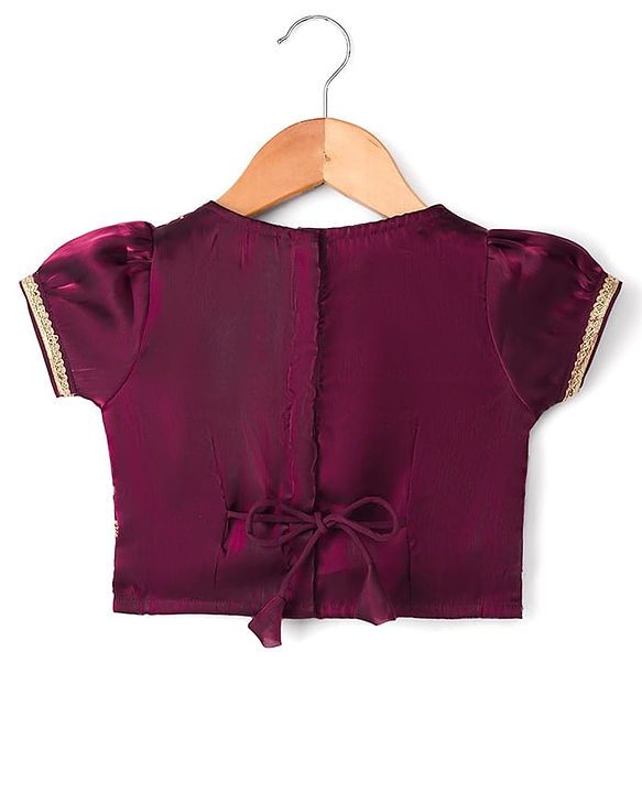 Babyhug Chiffon Woven Half Sleeves Choli Lehenga Set With Floral Embroidery & Dupatta - Maroon