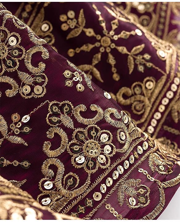 Babyhug Chiffon Woven Half Sleeves Choli Lehenga Set With Floral Embroidery & Dupatta - Maroon