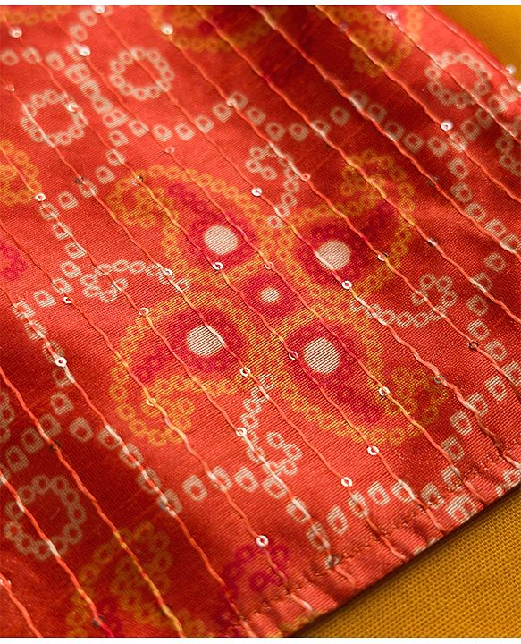 Babyhug Cotton Blend Woven Full Sleeves Kurta Pyjama Set With Sequinned & Printed Jacket - Mustard