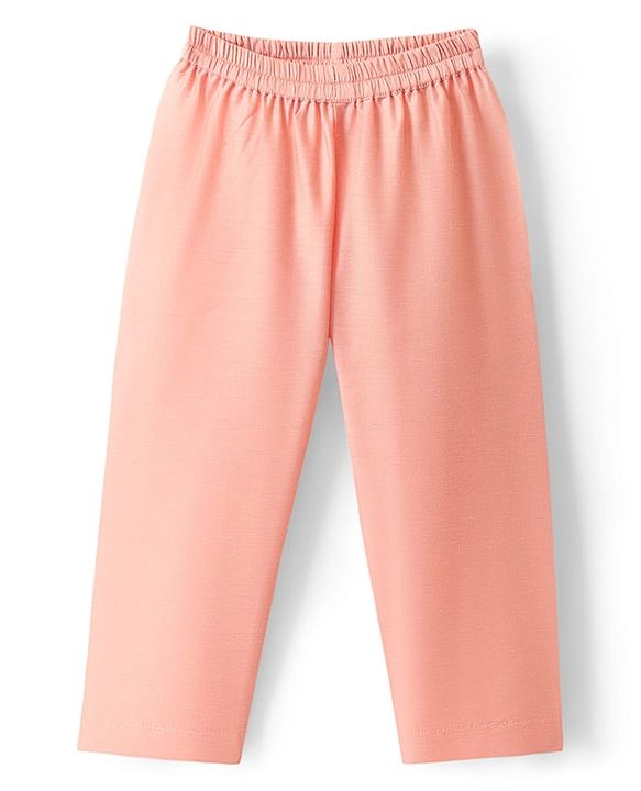 Babyhug Cotton Blend Woven Full Sleeves Kurta Pyjama Set with Embroidered Nehru Jacket - Peach