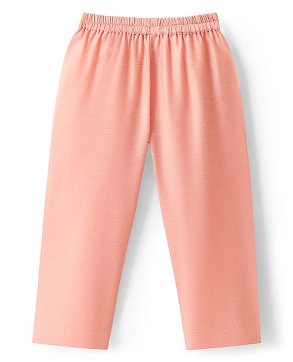 Babyhug Cotton Blend Woven Full Sleeves Kurta Pyjama Set with Embroidered Nehru Jacket - Peach