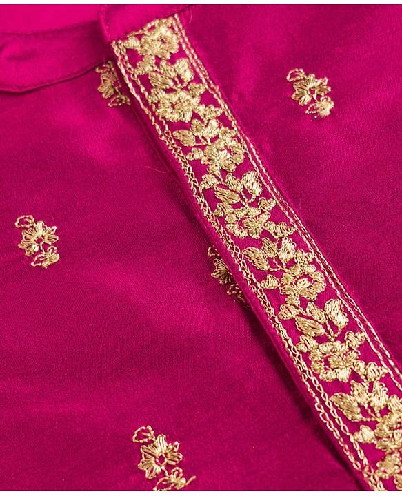 Babyhug Woven Full Sleeves Kurta Dhoti Set with Embroidery - Wine