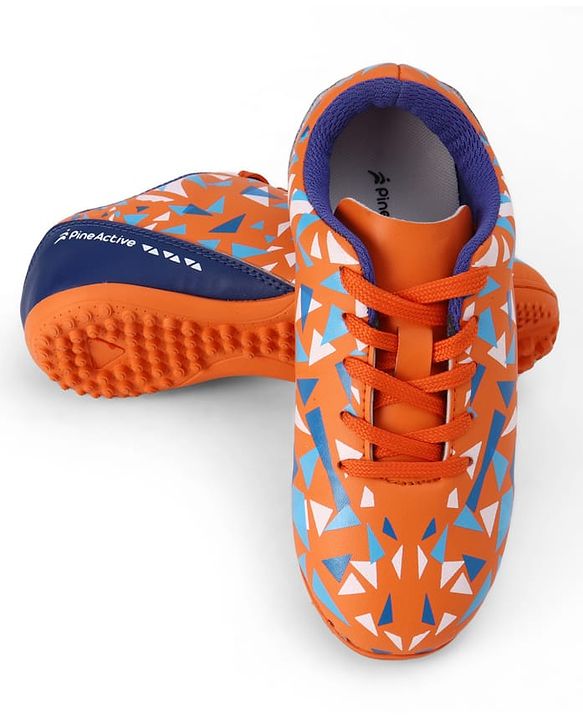 Pine Active Lace Closure Geometric Printed Football Shoes - Orange