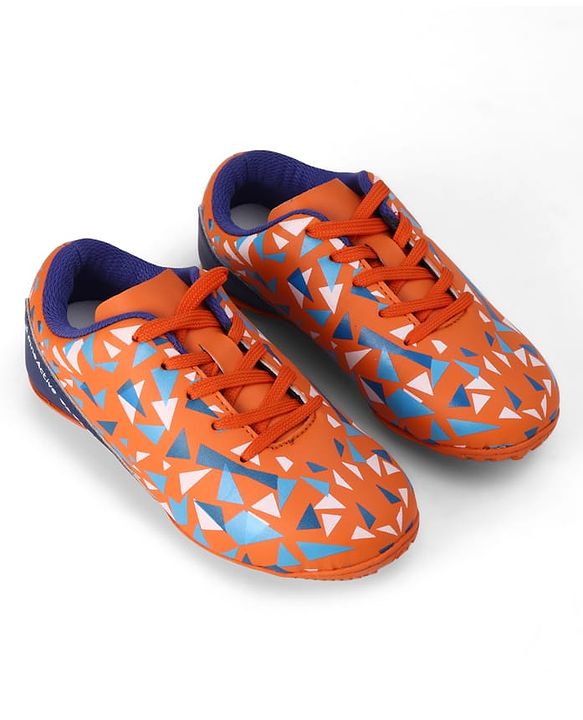 Pine Active Lace Closure Geometric Printed Football Shoes - Orange