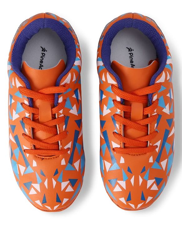 Pine Active Lace Closure Geometric Printed Football Shoes - Orange