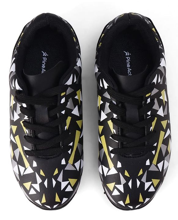 Pine Active Lace Closure Geometric Printed Football Shoes - Black