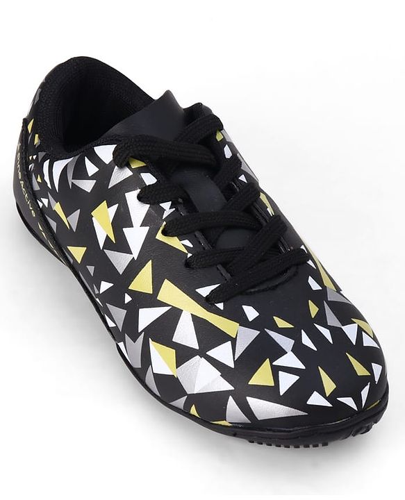 Pine Active Lace Closure Geometric Printed Football Shoes - Black