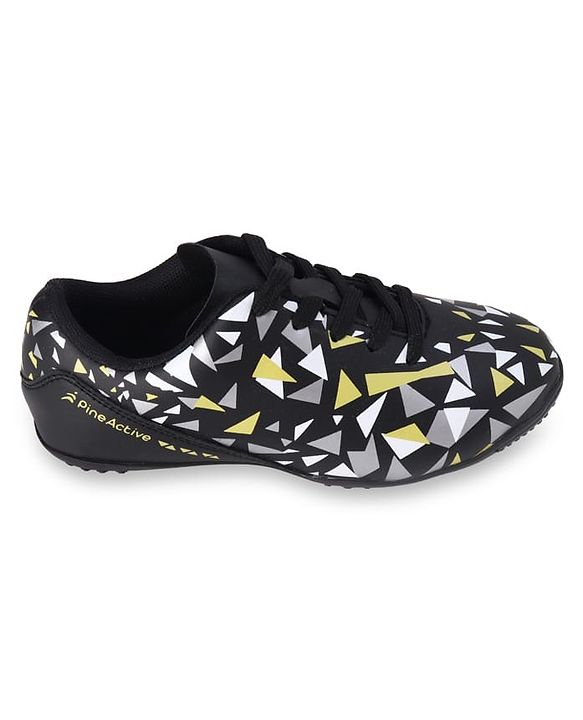 Pine Active Lace Closure Geometric Printed Football Shoes - Black