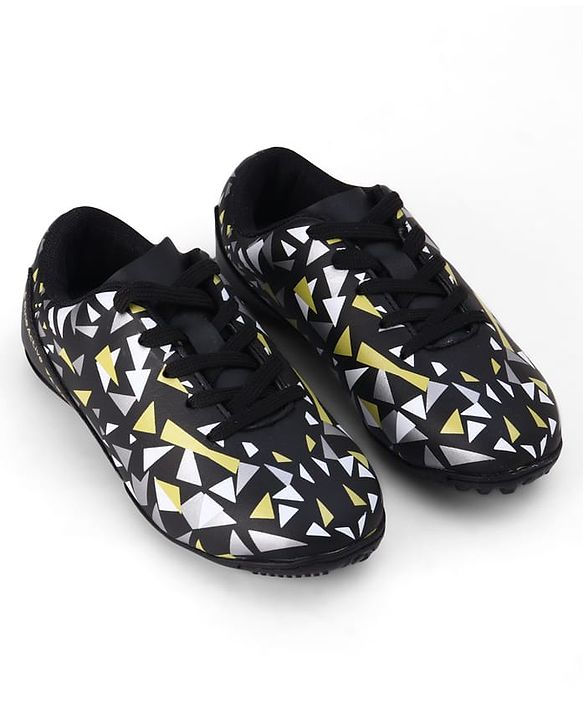 Pine Active Lace Closure Geometric Printed Football Shoes - Black