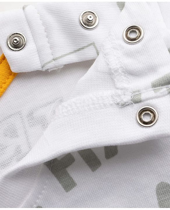 Babyhug Single Jersey Knit Half Sleeves T-Shirt & Shorts Set with Excavator Print - Yellow & White
