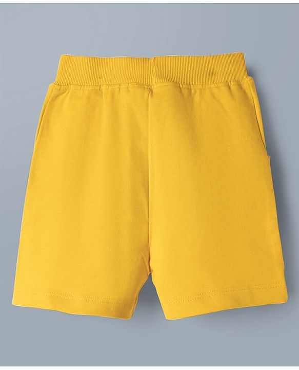 Babyhug Single Jersey Knit Half Sleeves T-Shirt & Shorts Set with Excavator Print - Yellow & White
