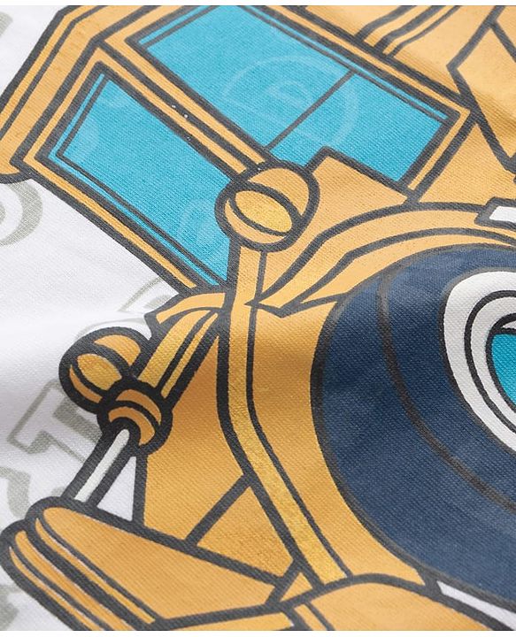 Babyhug Single Jersey Knit Half Sleeves T-Shirt & Shorts Set with Excavator Print - Yellow & White