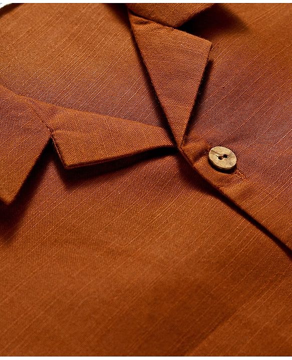Babyhug Woven Half Sleeves Embroidered Ethnic Shirt - Brown