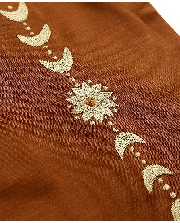 Babyhug Woven Half Sleeves Embroidered Ethnic Shirt - Brown
