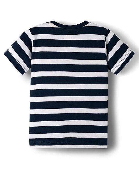 Babyhug 100% Cotton Knit Half Sleeves Striped & Animal Printed T-Shirt & Shorts Set - Yellow