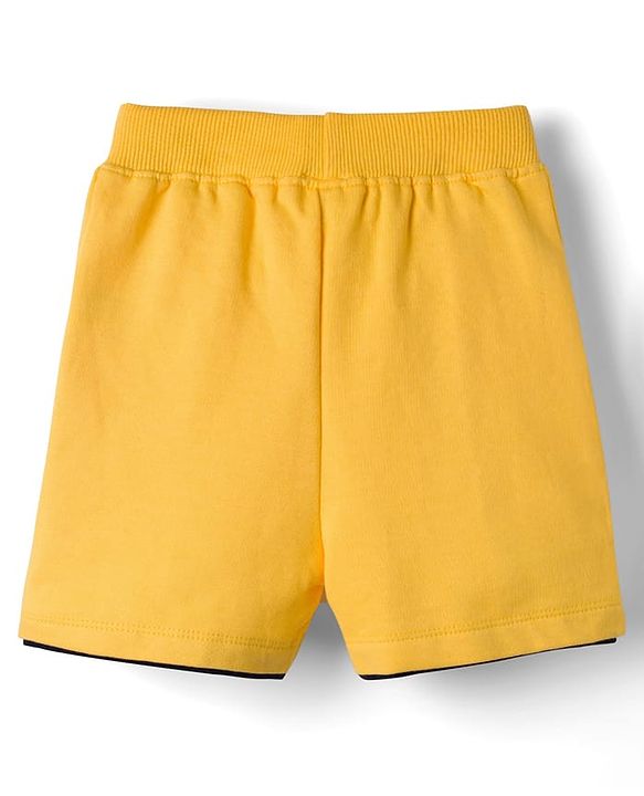 Babyhug 100% Cotton Knit Half Sleeves Striped & Animal Printed T-Shirt & Shorts Set - Yellow