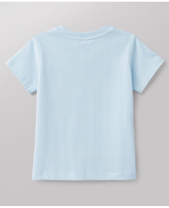 Babyhug 100% Cotton Single Jersey Knit Half Sleeves T-Shirt & Shorts Set With Bear & Bag Print - Blue
