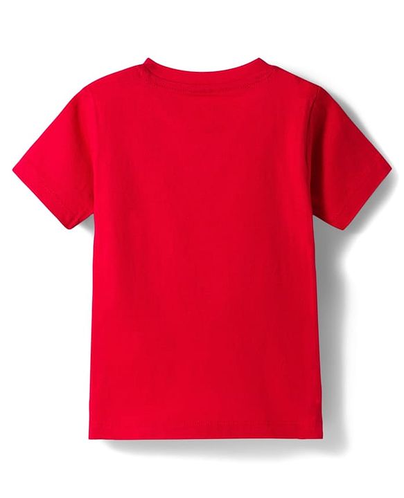 Babyhug 100% Cotton Knit Half Sleeves Bear Printed T-Shirt & Shorts Set - Red & Navy Blue