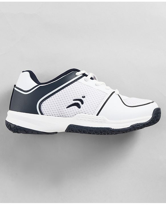 Pine Active Lace Up Solid Badminton Sports Shoes - White & Blue