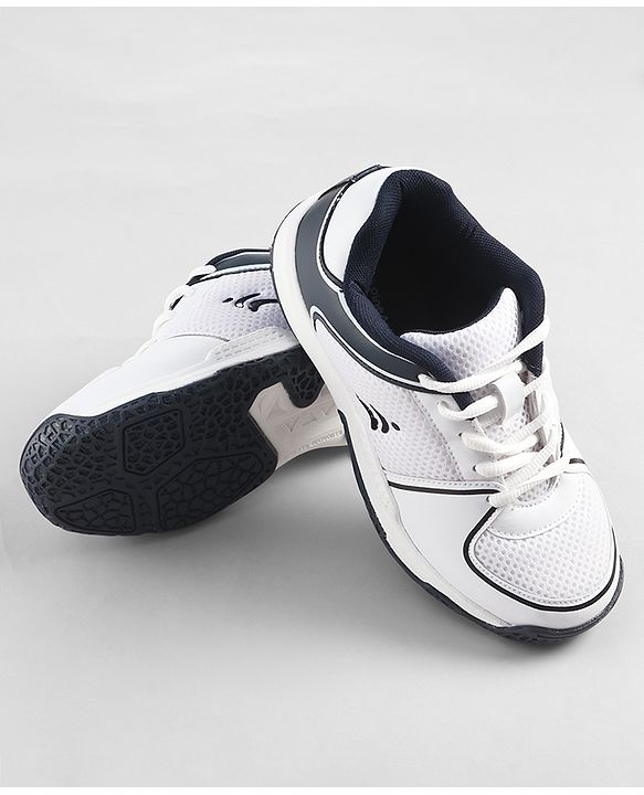 Pine Active Lace Up Solid Badminton Sports Shoes - White & Blue