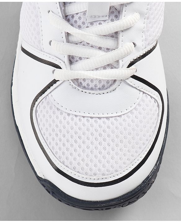 Pine Active Lace Up Solid Badminton Sports Shoes - White & Blue