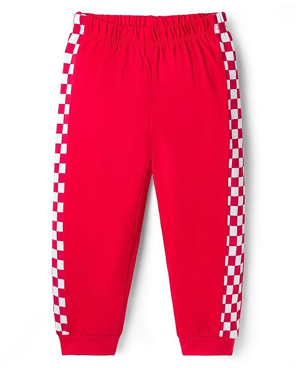 Babyhug 100% Cotton Knit Full Sleeves T-Shirt & Pyjama Night Suit With Teddy Bear Print - Red