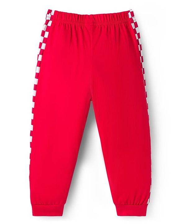 Babyhug 100% Cotton Knit Full Sleeves T-Shirt & Pyjama Night Suit With Teddy Bear Print - Red