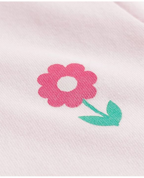 Babyhug Interlock Knit Half Sleeves Frock with Floral Print & Bloomer - Pink