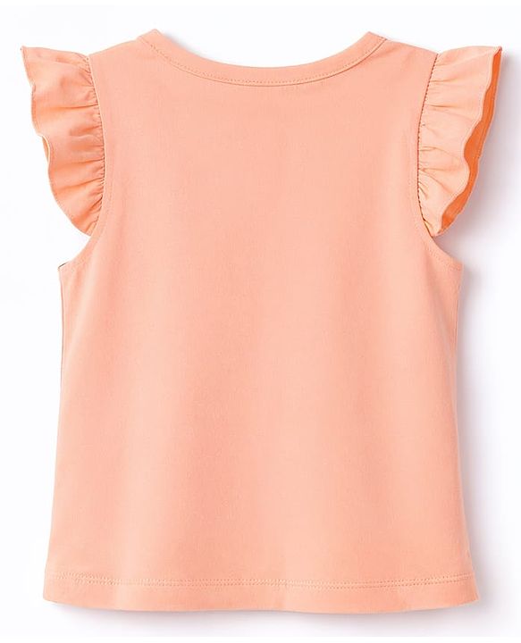Babyhug Cotton Knit Sleeveless Top & Shorts Night-Suit With Sea Life Print - Dark Peach