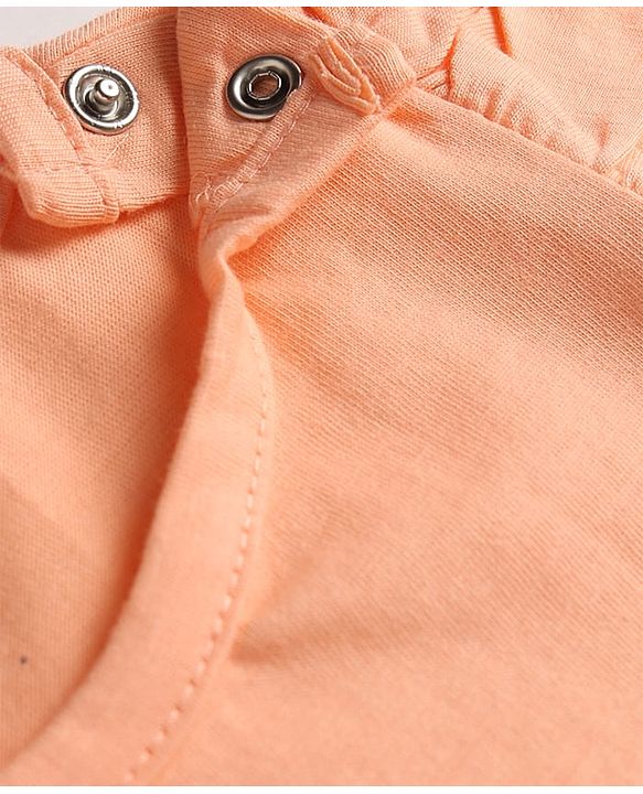 Babyhug Cotton Knit Sleeveless Top & Shorts Night-Suit With Sea Life Print - Dark Peach