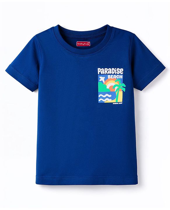 Babyhug Cotton Knit T-Shirt Half Sleeves Oversized Tee with Front & Back Print Multi Color 12-18 Months