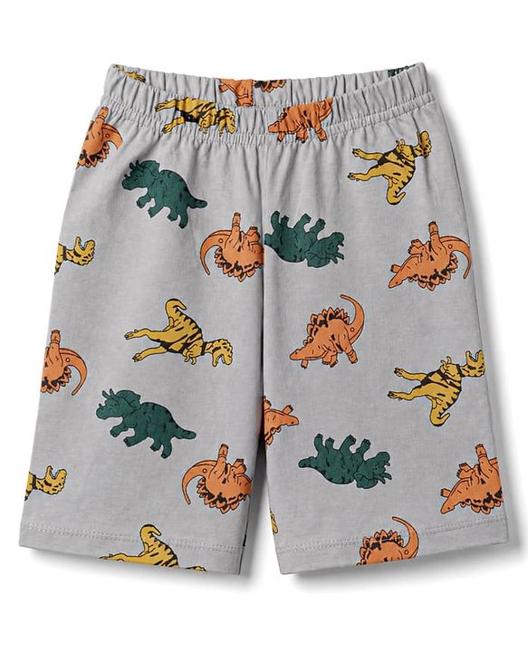 Babyhug Cotton Knit Sleeveless T-Shirt & Shorts Night Suit with Dino Print - Orange