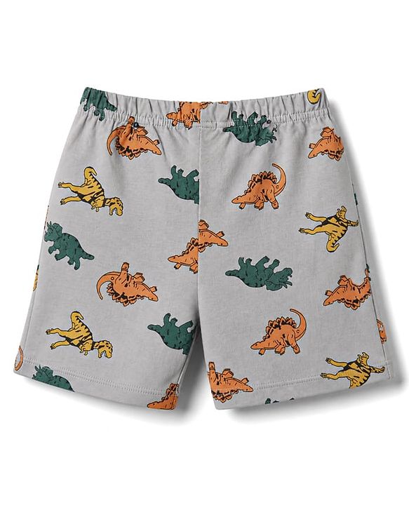Babyhug Cotton Knit Sleeveless T-Shirt & Shorts Night Suit with Dino Print - Orange