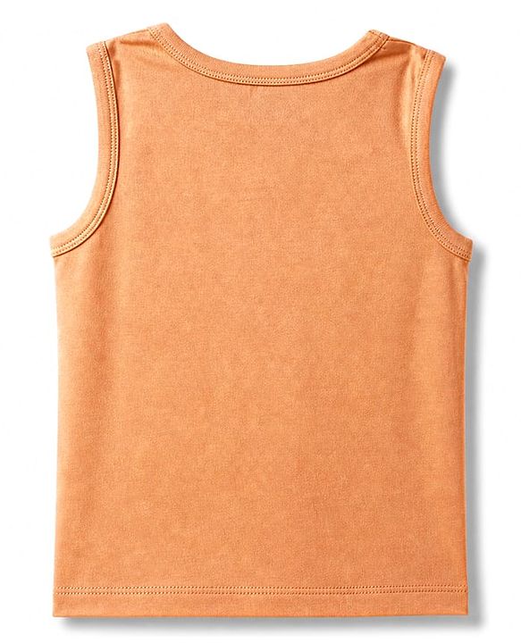 Babyhug Cotton Knit Sleeveless T-Shirt & Shorts Night Suit with Dino Print - Orange