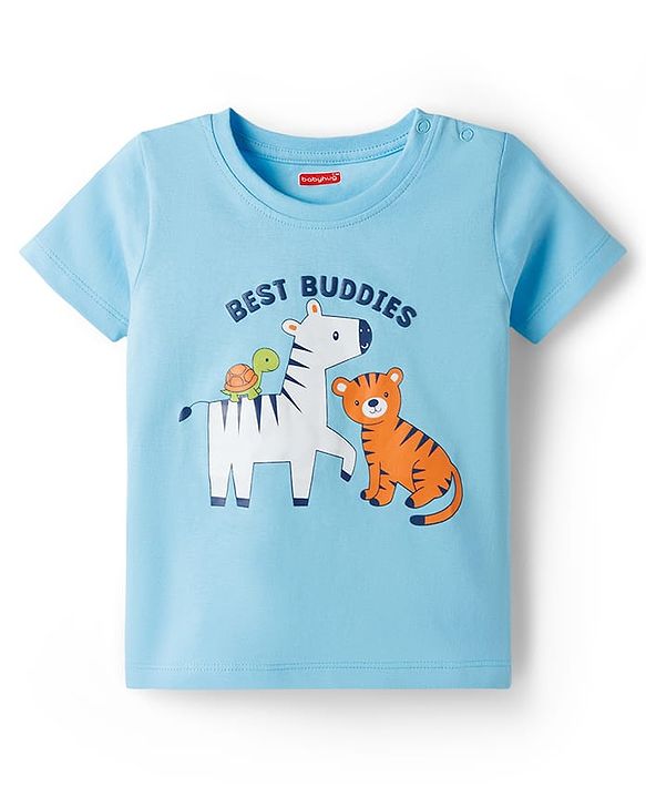 Babyhug 100% Cotton Knit Half Sleeves Animal Printed T-Shirts Pack of 3 - Multicolor