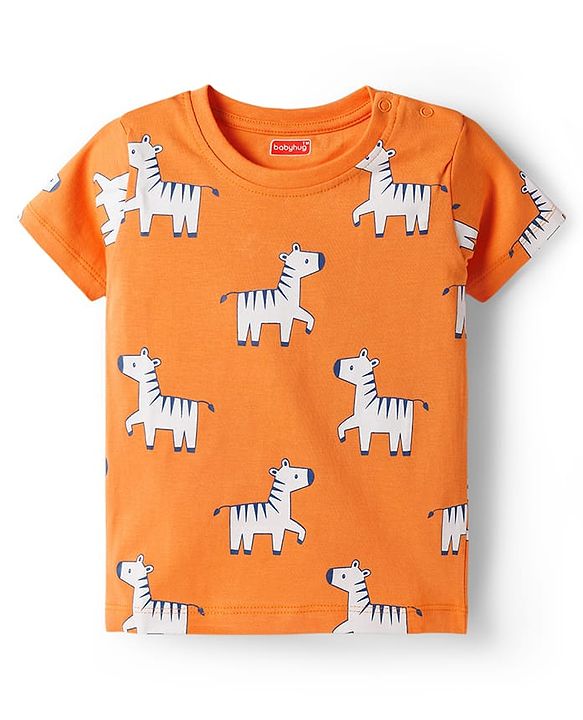 Babyhug 100% Cotton Knit Half Sleeves Animal Printed T-Shirts Pack of 3 - Multicolor