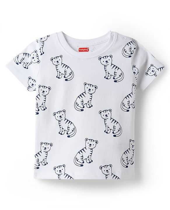 Babyhug 100% Cotton Knit Half Sleeves Animal Printed T-Shirts Pack of 3 - Multicolor