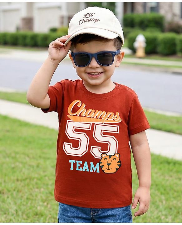 Babyhug Cotton Knit T-Shirt Half Sleeves with Graphic Print Multi Color 6-9 Months